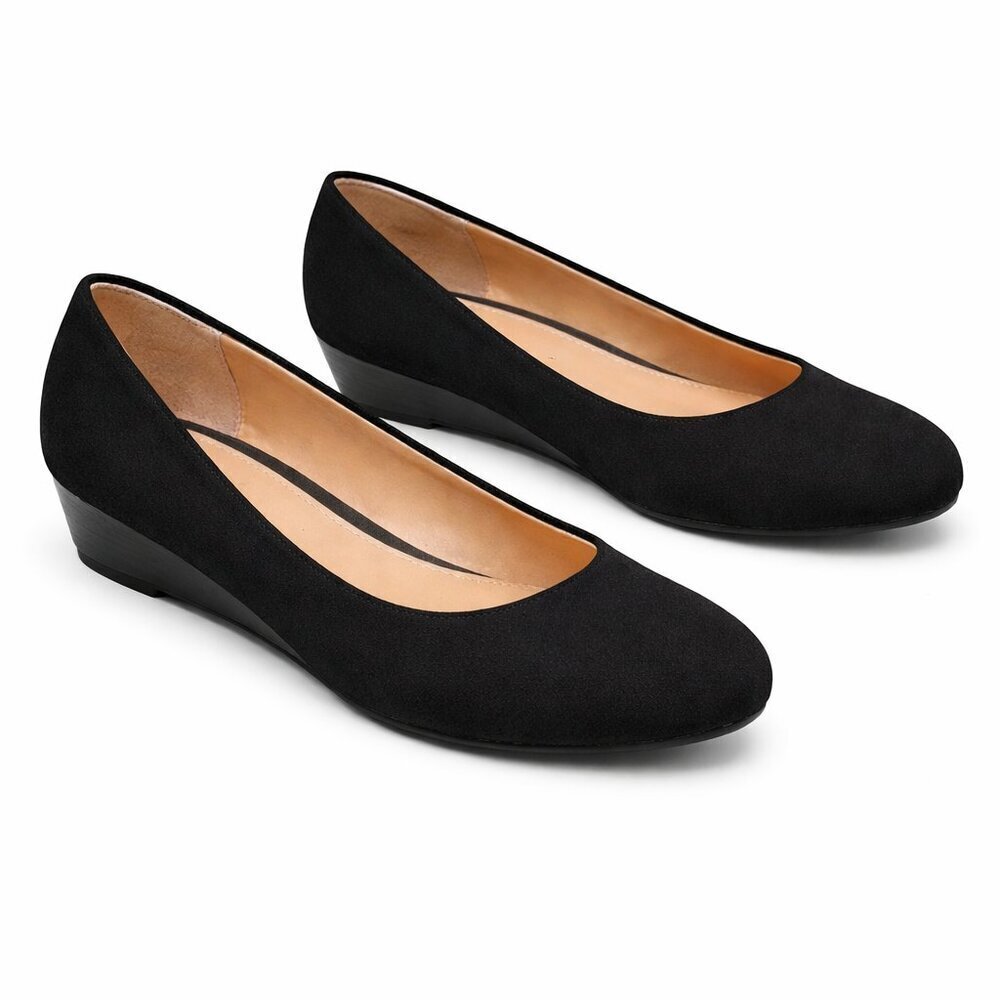 CL by LAUNDRY Marcie Black Wedge Pumps Shoes 6.5M